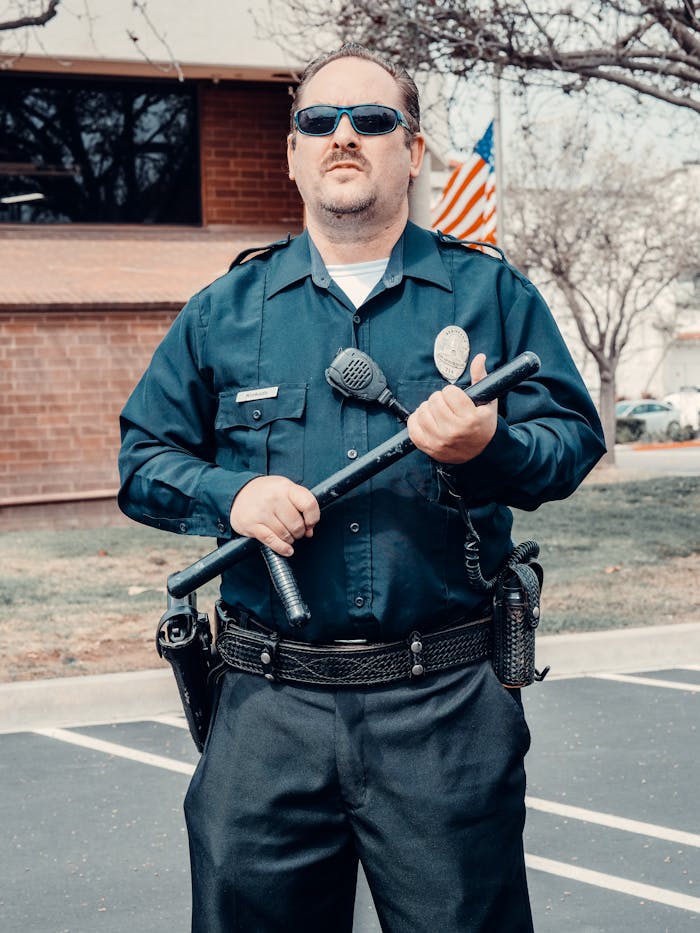 Policeman Holding a Baton